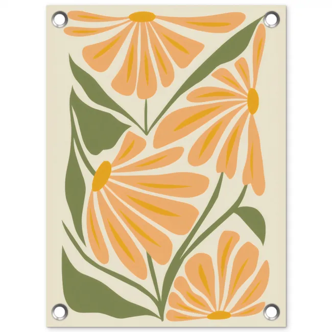 Blaadjes - Zachtoranje - Bloemen tuinposter los doek klein -3d