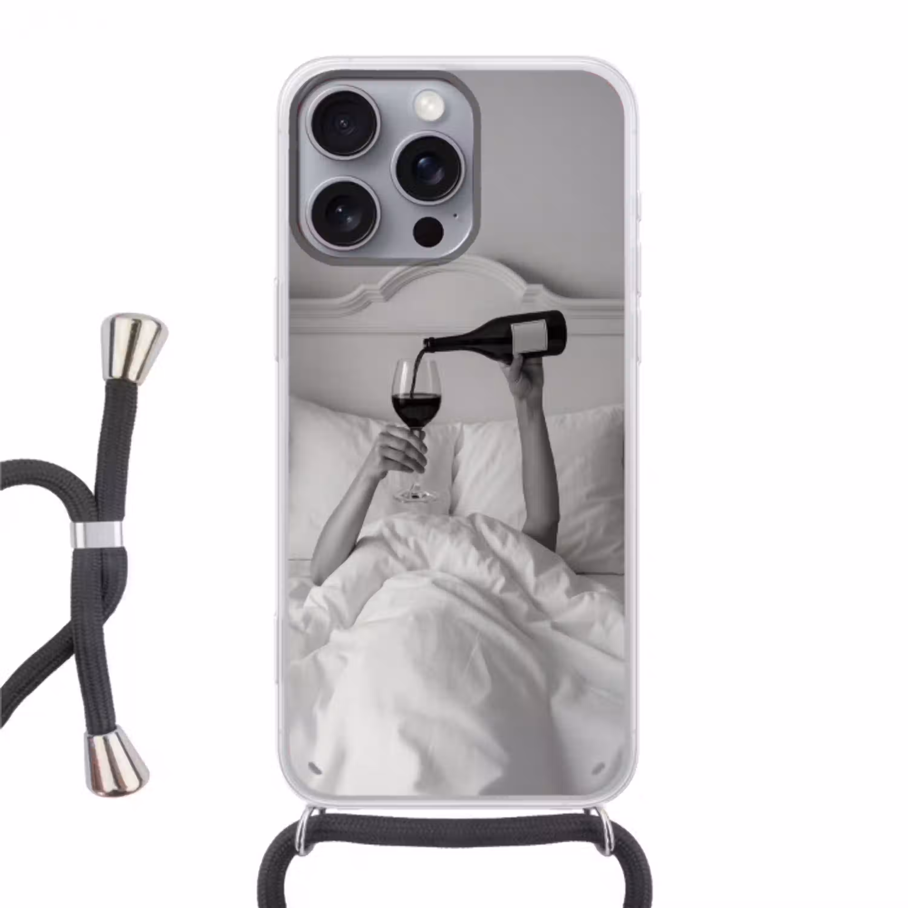 Lakens - Armen - Wijn - Glas Hoesje iPhone 16 Pro Max met koord klein -3d