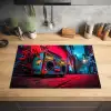 Boombox - Rood - Graffiti - Neon Inductie beschermer vinyl 3mm klein -sfeer5