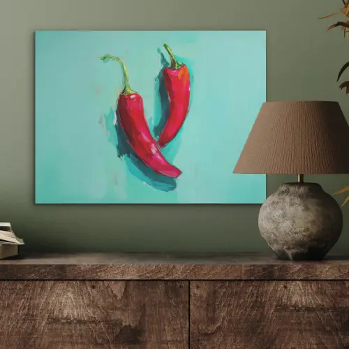 Chilipepers - Geverfd - Rood PET vilt klein -sfeer2
