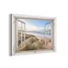Doorkijk - Strand - Zee - Duinen - Helmgras - Zand - Blauw aluminium wit klein -3d