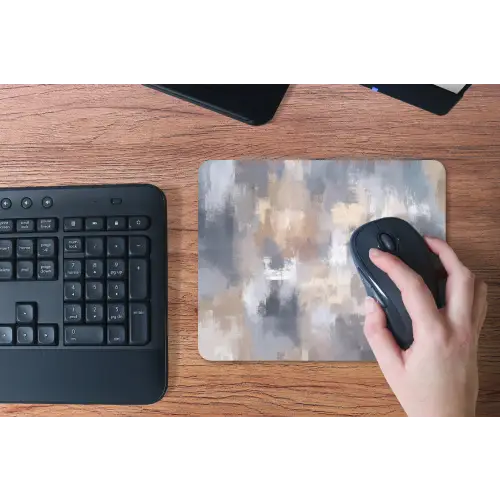 Penseelstreken - Schilderij - Beige muismat rubber klein -toetsenbord