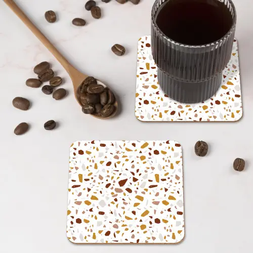 Terrazzo -  Patroon - Wit - Urban onderzetter kurk middel 366 -sfeer2