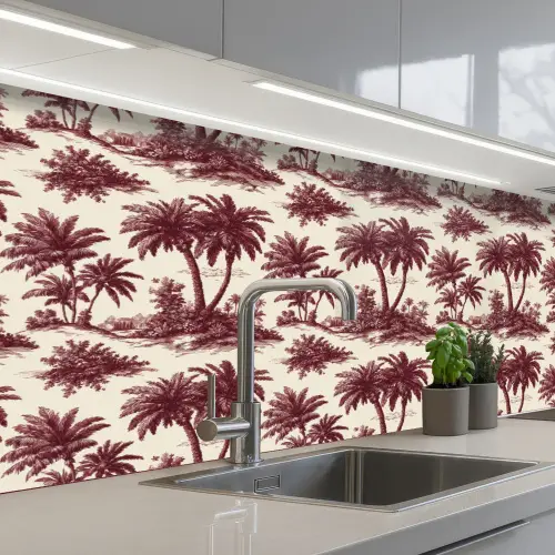 Tropisch - Geometrisch - Bordeauxrood keuken achterwand 2 middel 871 -3d_schuin