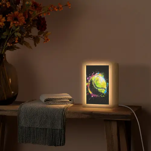 Graffiti - Sport - Tennis - Padel - Bal Light Box met kabel (Tafellamp) klein -sfeer4