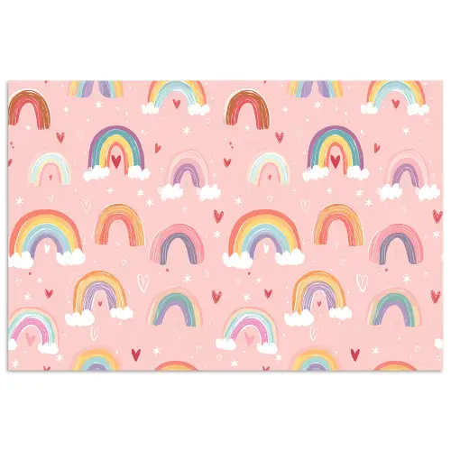 Regenboog - Patroon - Pastel - Handgetekend poster papier klein -3d