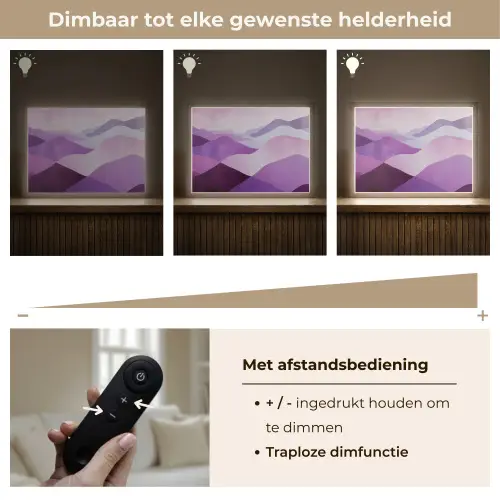 Abstract - Heuvels - Landschap - Paars Light Box met batterij (Wandlamp) middel -USP_dimbaarNL