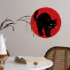 Kat - Zwart - Staart Wandcirkel behangsticker klein -sfeer3