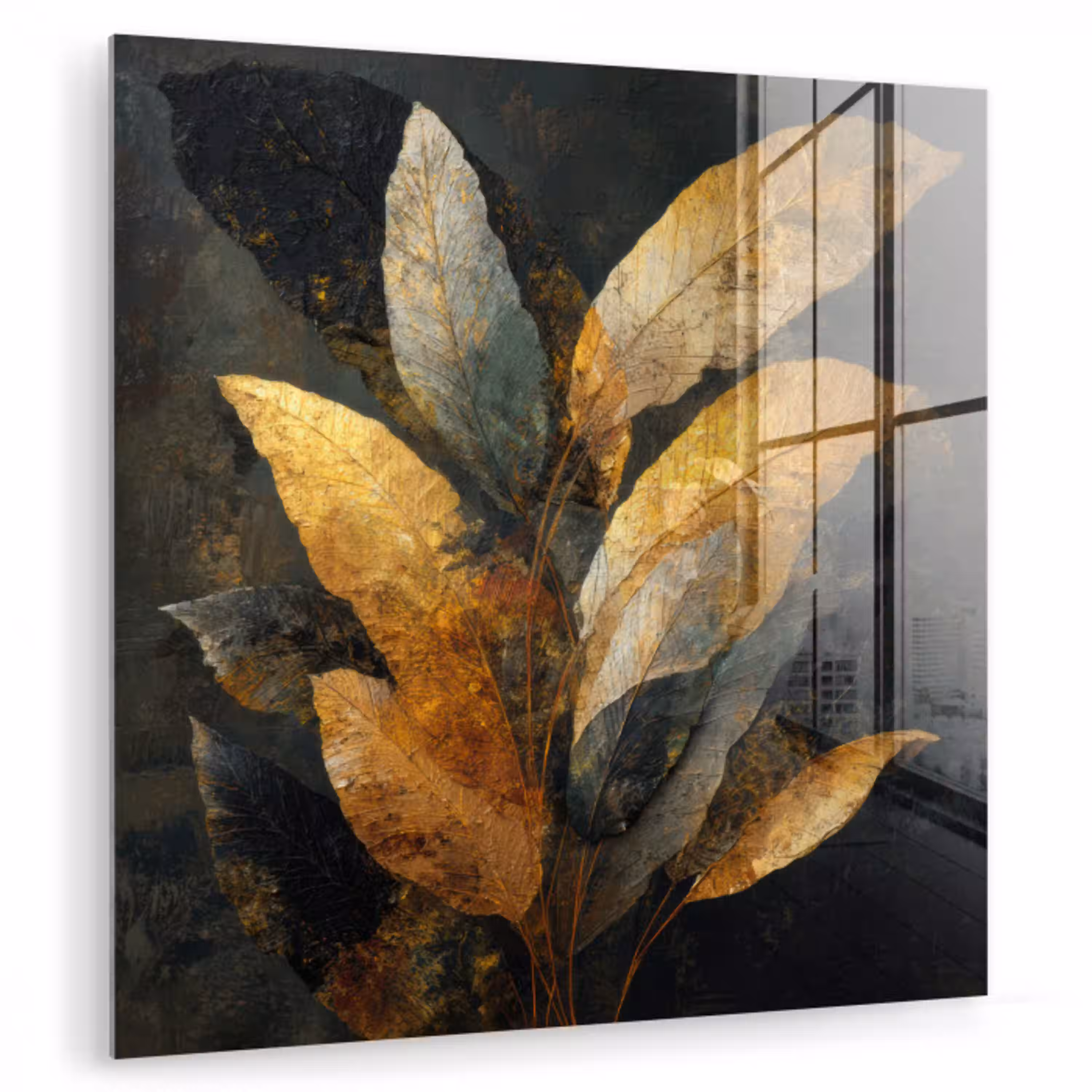 Gouden Bladcompositie – Botanische Luxe plexiglas 5mm klein -zzzproduct_nieuw