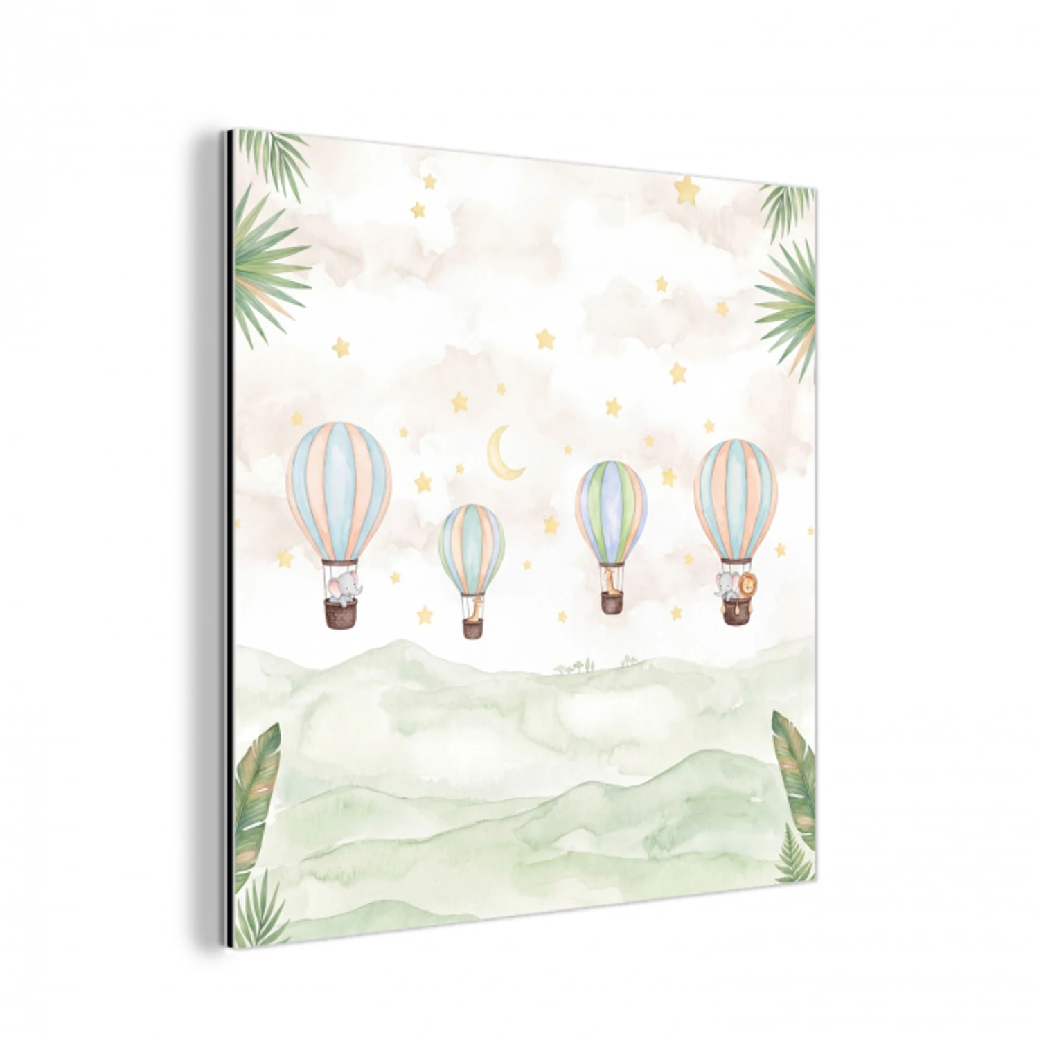 Aquarel - Luchtballonnen - Pastel aluminium wit klein -3d
