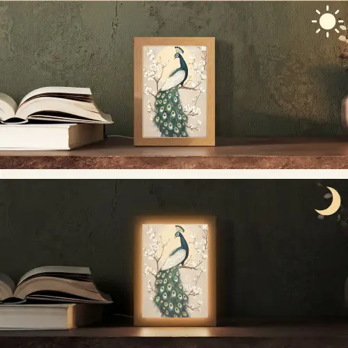 Pauw - Tak - Bloemen Light Box met kabel (Tafellamp) klein -sfeer3