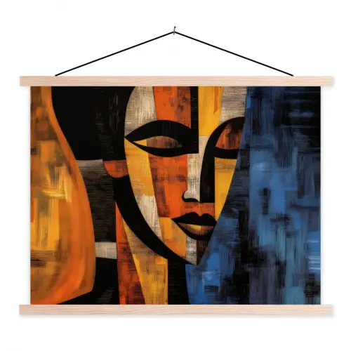 Abstract - Portret - Kleurvakken textielposter latten blank klein -3d