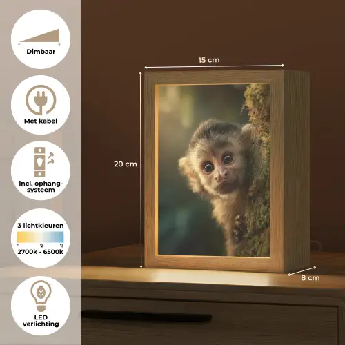 Aap - Boomstronk - Bruin Light Box met kabel klein -USP_NL