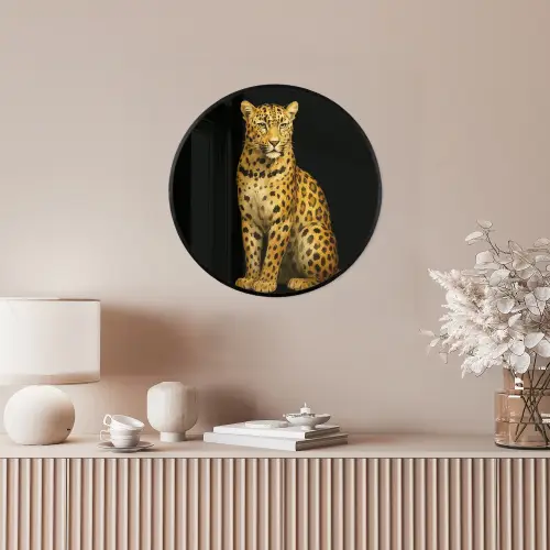 Panter - Realistisch - Bruin Fotolijst rond zonder passe partout klein -sfeer3