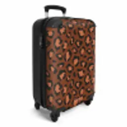 Dierenprints - Panterprint koffer in kastanjebruin en  zwart/terracotta NBS - Handbagage koffer - Unisex middel -productfoto_3d