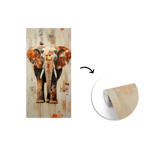Olifant - Slurf - Mozaïek - Abstract fotobehang vinyl groot -3d