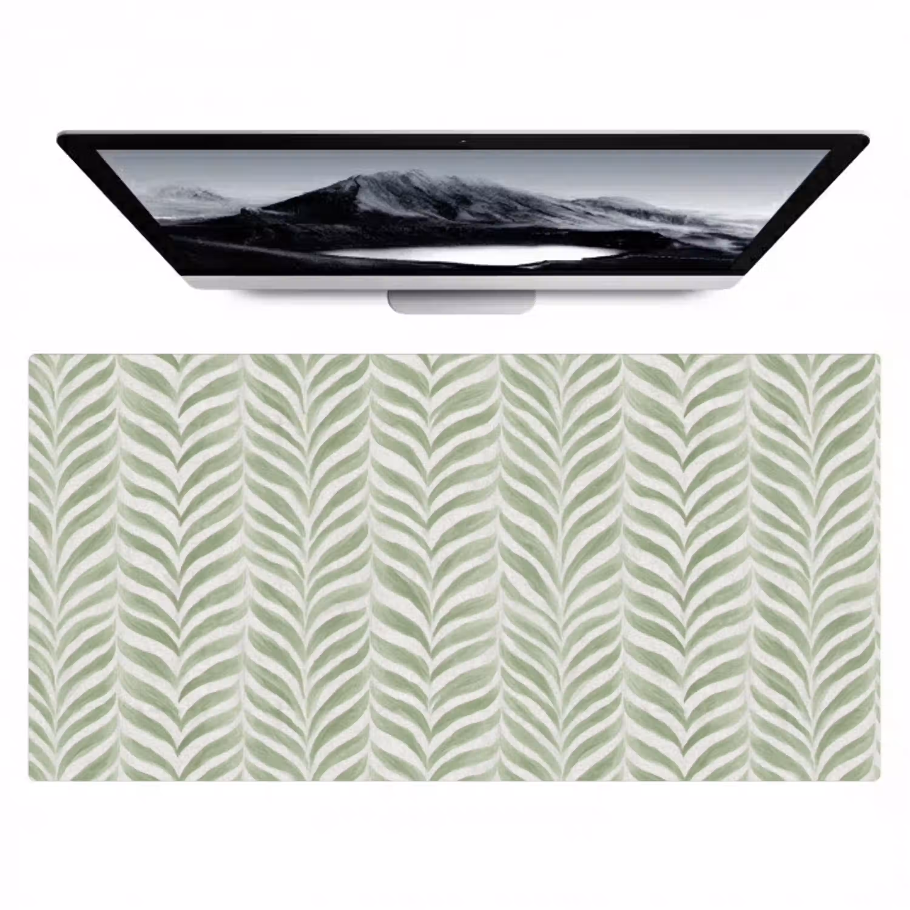 Saliegroen - Visgraat - Organisch - Penseelstreken - Patroon Muismat XXL klein 681 -zzz3d