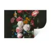 Stilleven met bloemen in een glazen vaas - Schilderij van Jan Davidsz. de Heem Muursticker klein -3d