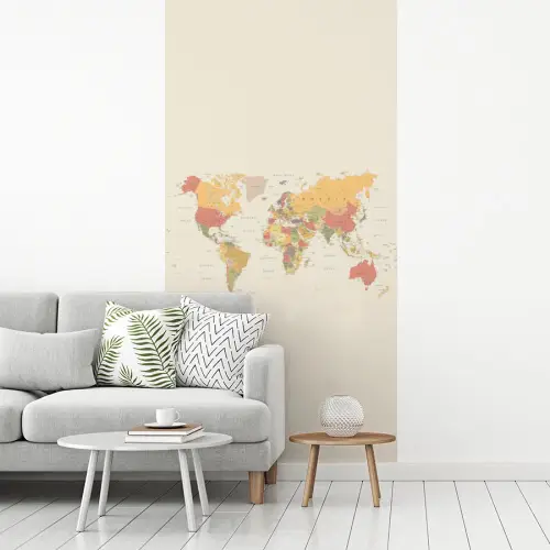 Wereldkaart - Realistisch - Beige fotobehang vinyl groot -woonkamer