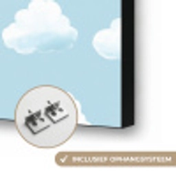 Wolken - Illustratie - Blauw Textielframe zwart klein 947 -USP_ophangsysteemNL