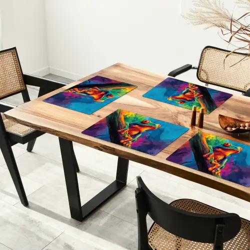 Kikker - Felgekleurd - Tak - Regenboog Placemat vinyl groot -zzsfeer4_Kitchenyeah-website