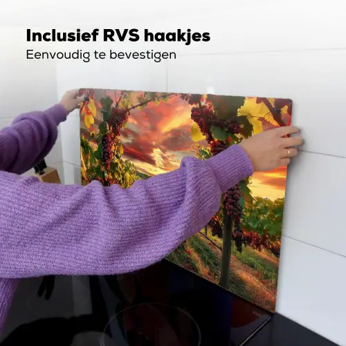 Wijngaard - Druiven - Zonsondergang Inductie beschemer met haakjes klein -ky-ophangen-nl