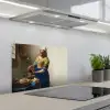 Het melkmeisje - Kunst - Oude meesters - Vermeer keuken achterwand spatscherm klein -3d_schuin