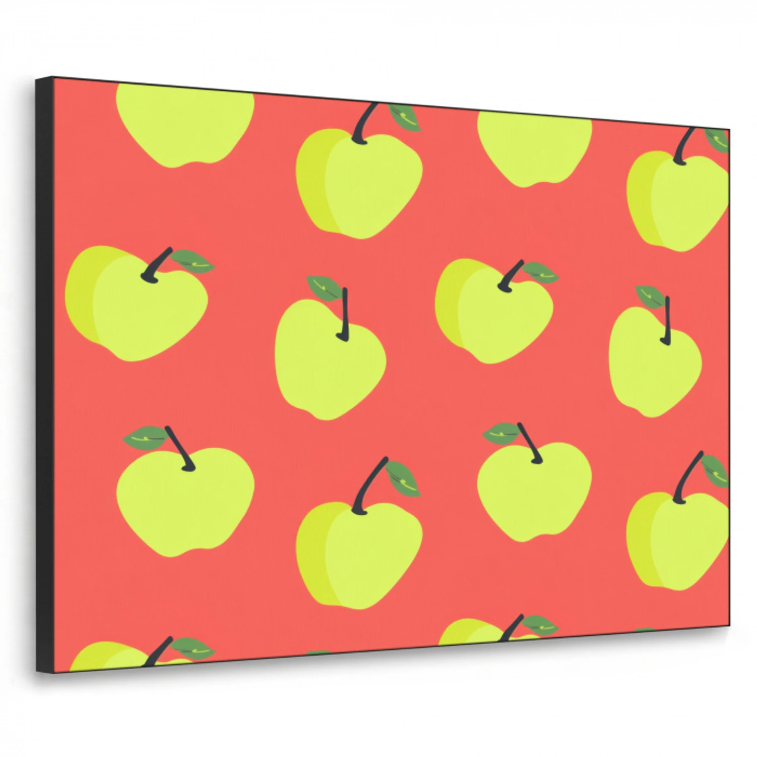 Appels - Modern - Groen Textielframe zwart klein 947 -3d