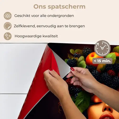 Vrouw - Zwart - Bessen - Bramen - Appels keuken achterwand spatscherm klein -spatscherm_NL