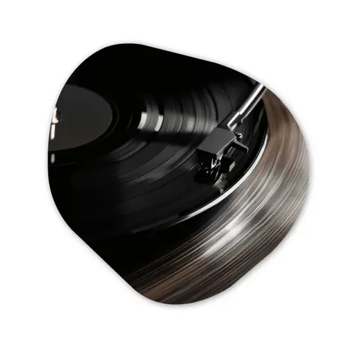Close-up - Vinylplaat - Platenspeler - Zwart Wandcirkel Organisch Forex 3mm klein -3d