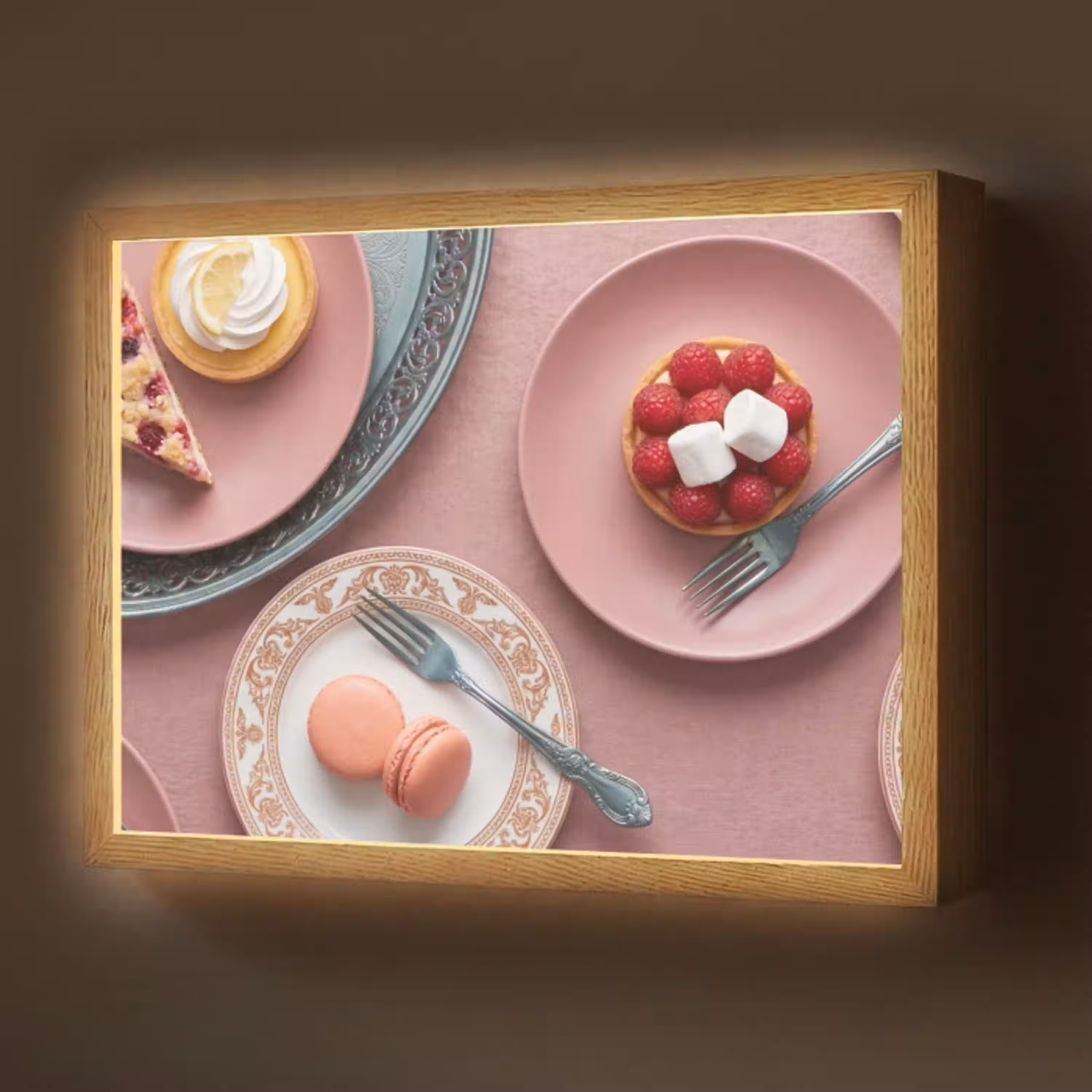 Dessert - Taart - Gebak - Zoet - Roze Light Box met batterij (Wandlamp) middel -z3d_website