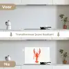 Kreeft - Waterverf - Aquarel - Oranje keuken achterwand spatscherm klein -voor_na_NL