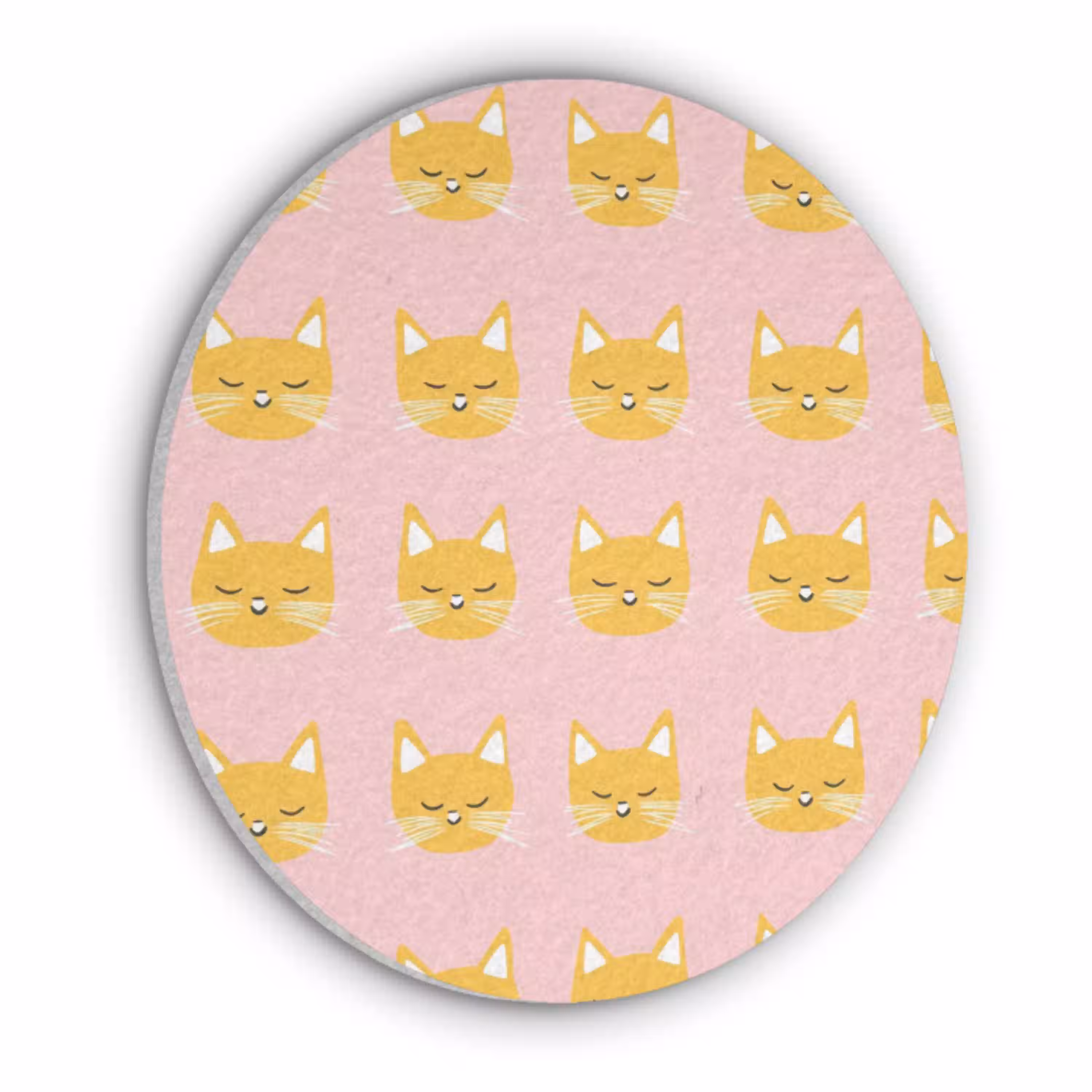 Katten - Patroon - Roze Akoestische PET Vilt - Rond klein 838 -3d