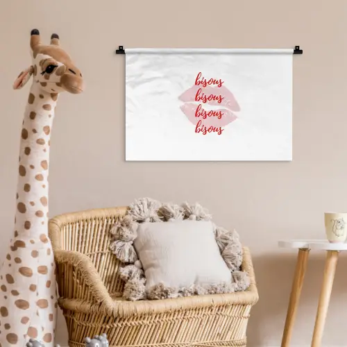Bisous - Lip - Wit - Rood Wandkleed katoen klein -wsfeer5_kind