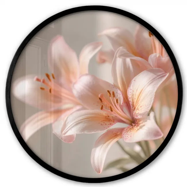 Lelies - Meeldraden - Roze - Wazig Fotolijst rond zonder passe partout klein -3d