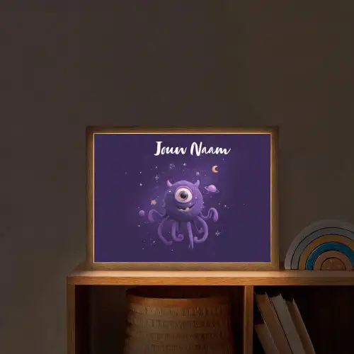 Monster - Paars - Ruimte Light Box met batterij (Wandlamp kind) middel -sfeer1_kind