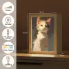 Kat - Geschilderd - Artistiek - Wit Light Box met kabel (Tafellamp) klein -USP_NL