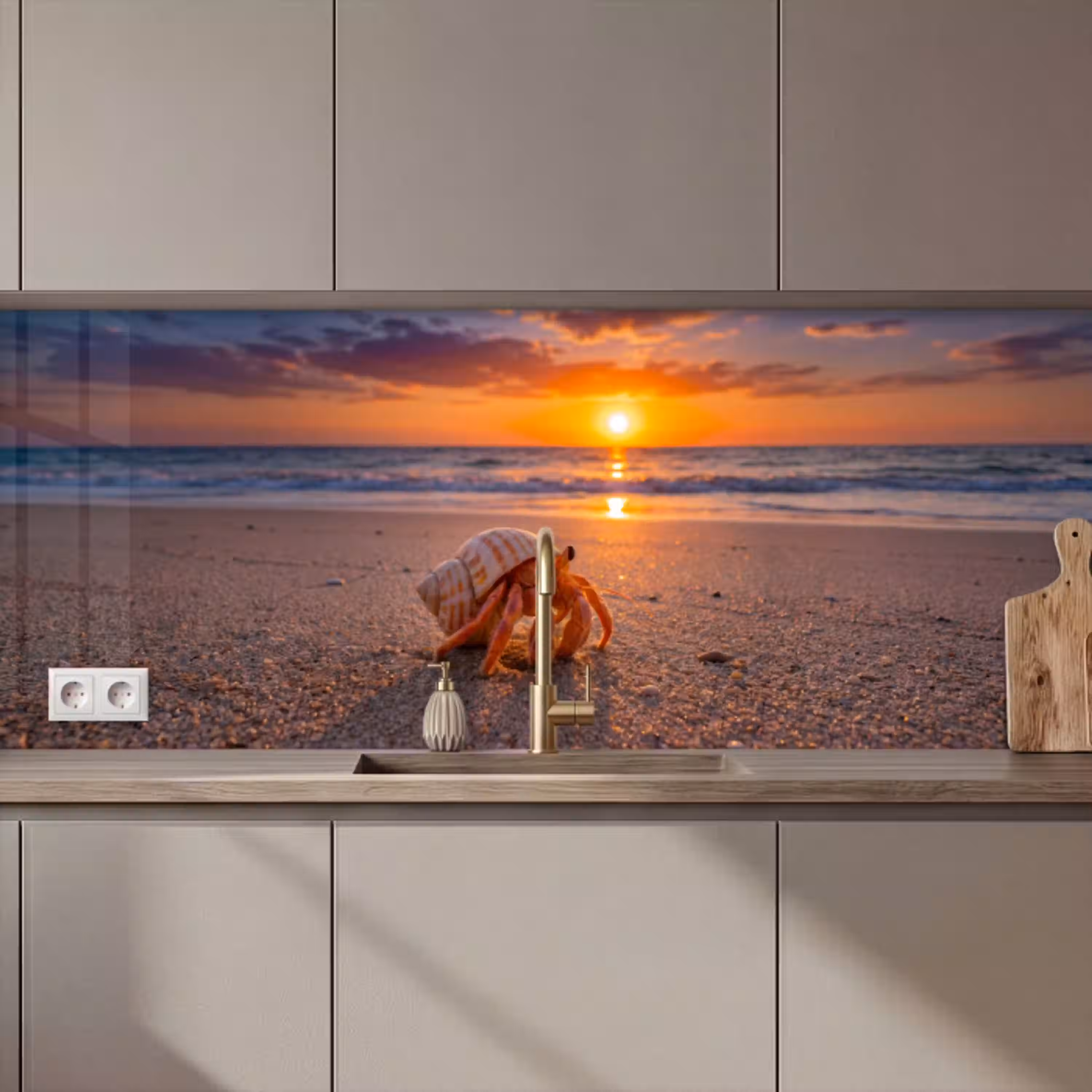 Kreeft - Strand - Natuur - Zonsondergang - Oranje keuken achterwand 2 middel zz_3dshopping