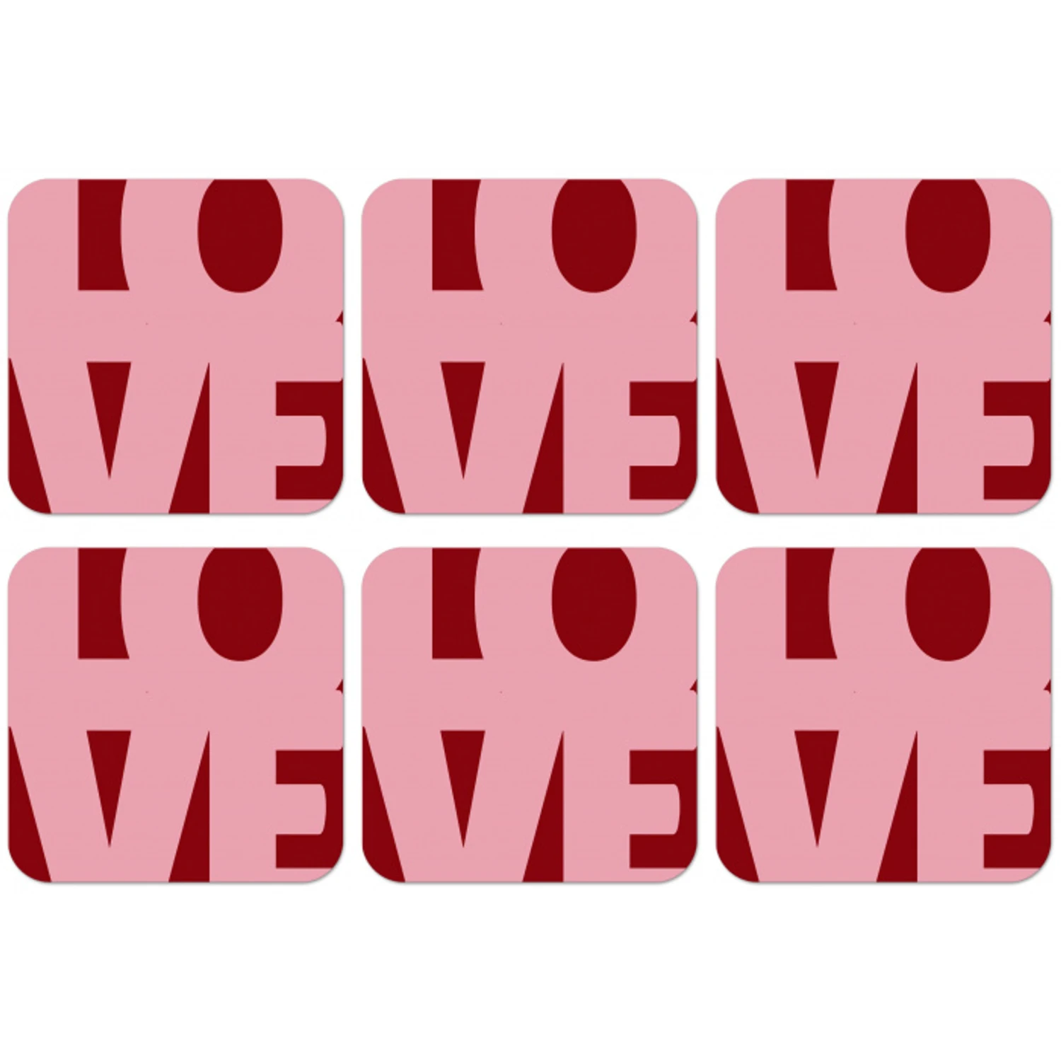 Love - Rood - Blokletters onderzetter kurk middel -zkaufland3dotto