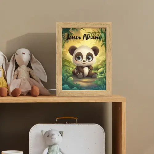 Panda - Bamboebos - Groen Light Box met kabel (Kinderlampje) klein -sfeer2_kind