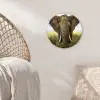 Olifant - Natuur - Gras - Dieren - Landschap Wandcirkel kunststof plaat 5mm dik klein -sfeer5