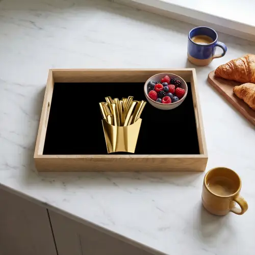 Friet - Goud - Chrome - Eten Dienblad Rechthoek middel -sfeer2