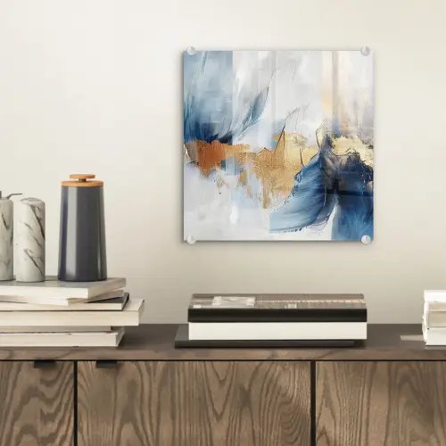 Goud - Blauw - Watercolor - Kunst - Modern plexiglas 5mm klein -sfeer1