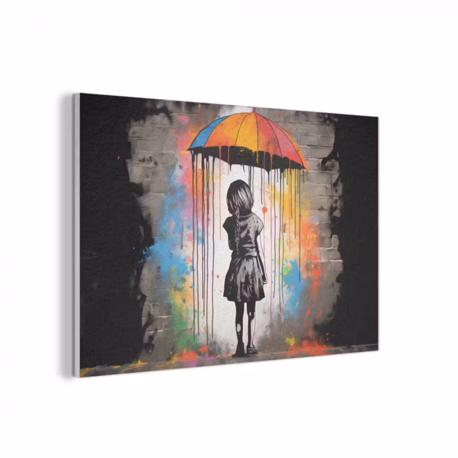 Akustikbild - Mädchen - Kunst - Regenschirm - Graffiti - Farben - Wand