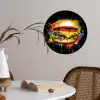 Hamburger - Graffiti - Verf - Kleurrijk - Eten - Abstract Wandcirkel behangsticker klein -sfeer3