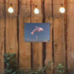 Dolfijn - Roze - Astronaut tuinposter los doek klein -sfeer1