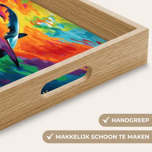 Haai - Koraalrif - Abstract - Kleurrijk Dienblad Rechthoek middel -USP_HandgreepNL
