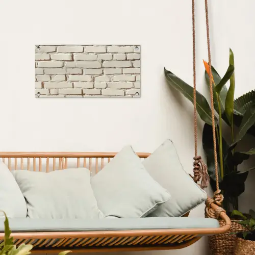 Bakstenen - Muur - Licht - Wit tuinposter los doek klein -sfeer7