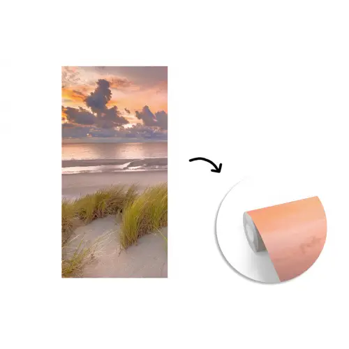 Zonsondergang - Duin - Strand - Planten - Zee fotobehang vinyl groot -3d
