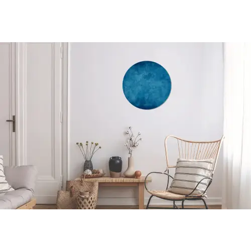 Beton - Blauw - Vintage Wandcirkel aluminium klein -woonkamer